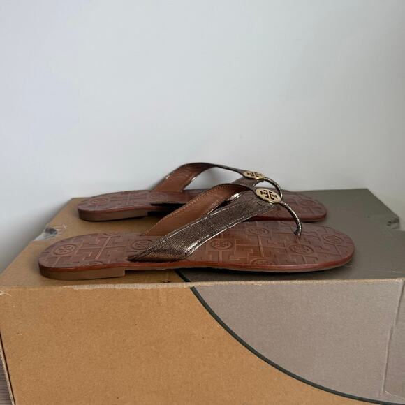 Tory Burch Thor’s ‘Rose Gold’ Leather Women Thong Sandals- SZ 8 - Picture 2 of 8